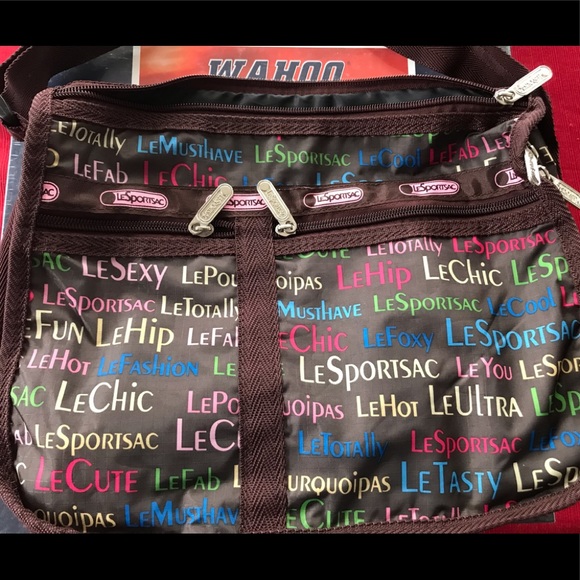 NWOT Brown LeSportsac Patterned Deluxe Everyday purse/bag. - Picture 2 of 5